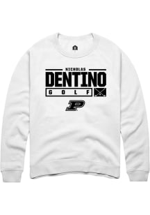 Nicholas Dentino  Rally Purdue Boilermakers Mens White NIL Stacked Box Long Sleeve Crew Sweatshirt