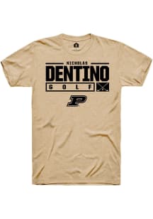 Nicholas Dentino  Purdue Boilermakers Gold Rally NIL Stacked Box Short Sleeve T Shirt