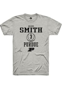 Braden Smith  Purdue Boilermakers Ash Rally NIL Sport Icon Short Sleeve T Shirt