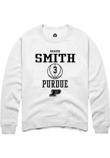 Braden Smith  Rally Purdue Boilermakers Mens White NIL Sport Icon Long Sleeve Crew Sweatshirt