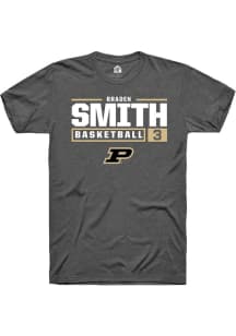 Braden Smith  Purdue Boilermakers Dark Grey Rally NIL Stacked Box Short Sleeve T Shirt