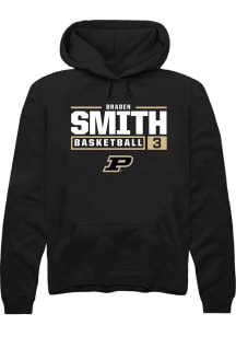 Braden Smith  Rally Purdue Boilermakers Mens Black NIL Stacked Box Long Sleeve Hoodie