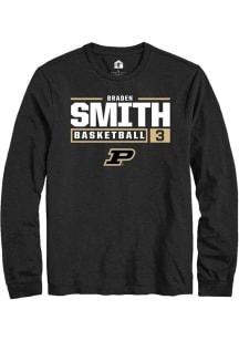 Braden Smith  Purdue Boilermakers Black Rally NIL Stacked Box Long Sleeve T Shirt