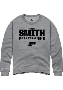Braden Smith  Rally Purdue Boilermakers Mens Graphite NIL Stacked Box Long Sleeve Crew Sweatshirt