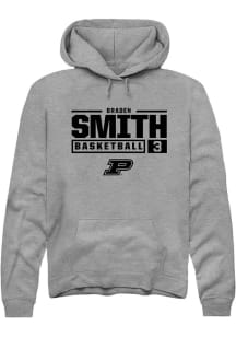 Braden Smith  Rally Purdue Boilermakers Mens Graphite NIL Stacked Box Long Sleeve Hoodie