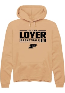 Fletcher Loyer  Rally Purdue Boilermakers Mens Gold NIL Stacked Box Long Sleeve Hoodie