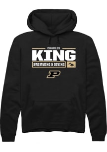 Charles King  Rally Purdue Boilermakers Mens Black NIL Stacked Box Long Sleeve Hoodie