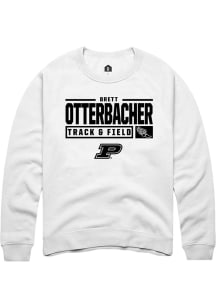 Brett Otterbacher  Rally Purdue Boilermakers Mens White NIL Stacked Box Long Sleeve Crew Sweatshir..