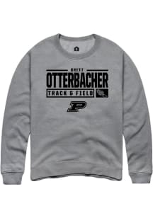 Brett Otterbacher  Rally Purdue Boilermakers Mens Graphite NIL Stacked Box Long Sleeve Crew Sweats..