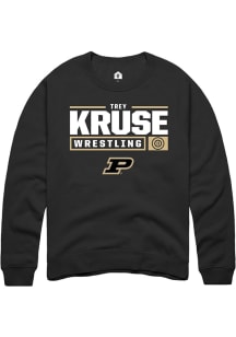 Trey Kruse  Rally Purdue Boilermakers Mens Black NIL Stacked Box Long Sleeve Crew Sweatshirt