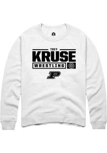 Trey Kruse  Rally Purdue Boilermakers Mens White NIL Stacked Box Long Sleeve Crew Sweatshirt