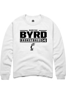 Ramiyah Byrd  Rally Cincinnati Bearcats Mens White NIL Stacked Box Long Sleeve Crew Sweatshirt