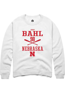 Jordy Bahl  Rally Nebraska Cornhuskers Mens White NIL Sport Icon Long Sleeve Crew Sweatshirt