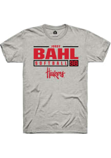 Jordy Bahl  Nebraska Cornhuskers Ash Rally NIL Stacked Box Short Sleeve T Shirt