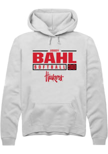 Jordy Bahl  Rally Nebraska Cornhuskers Mens White NIL Stacked Box Long Sleeve Hoodie
