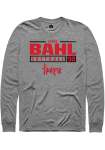 Jordy Bahl  Nebraska Cornhuskers Graphite Rally NIL Stacked Box Long Sleeve T Shirt