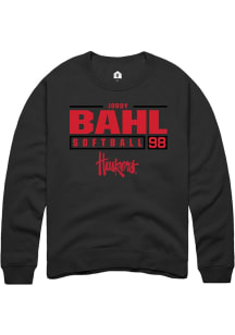 Jordy Bahl  Rally Nebraska Cornhuskers Mens Black NIL Stacked Box Long Sleeve Crew Sweatshirt