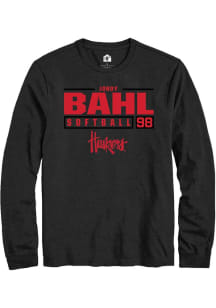 Jordy Bahl  Nebraska Cornhuskers Black Rally NIL Stacked Box Long Sleeve T Shirt