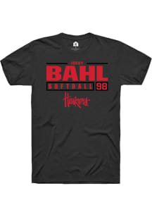 Jordy Bahl  Nebraska Cornhuskers Black Rally NIL Stacked Box Short Sleeve T Shirt