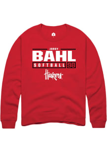 Jordy Bahl  Rally Nebraska Cornhuskers Mens Red NIL Stacked Box Long Sleeve Crew Sweatshirt