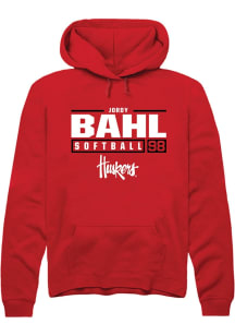 Jordy Bahl  Rally Nebraska Cornhuskers Mens Red NIL Stacked Box Long Sleeve Hoodie