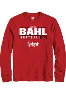 Jordy Bahl  Nebraska Cornhuskers Red Rally NIL Stacked Box Long Sleeve T Shirt