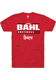 Jordy Bahl  Nebraska Cornhuskers Red Rally NIL Stacked Box Short Sleeve T Shirt