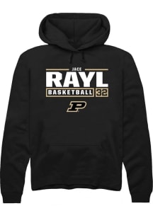 Jace Rayl  Rally Purdue Boilermakers Mens Black NIL Stacked Box Long Sleeve Hoodie