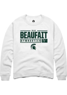 Elle Beaufait  Rally Michigan State Spartans Mens White NIL Stacked Box Long Sleeve Crew Sweatshir..
