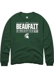 Elle Beaufait  Rally Michigan State Spartans Mens Green NIL Stacked Box Long Sleeve Crew Sweatshir..