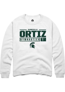 Gabriella Ortiz  Rally Michigan State Spartans Mens White NIL Stacked Box Long Sleeve Crew Sweatsh..
