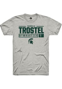 Isabella Trostel  Michigan State Spartans Ash Rally NIL Stacked Box Short Sleeve T Shirt