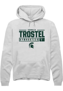Isabella Trostel  Rally Michigan State Spartans Mens White NIL Stacked Box Long Sleeve Hoodie