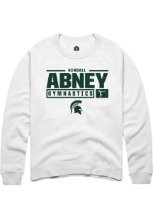 Kendall Abney  Rally Michigan State Spartans Mens White NIL Stacked Box Long Sleeve Crew Sweatshir..