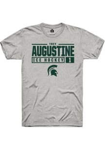 Trey Augustine  Michigan State Spartans Ash Rally NIL Stacked Box Short Sleeve T Shirt