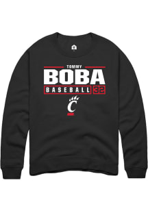 Tommy Boba  Rally Cincinnati Bearcats Mens Red NIL Stacked Box Long Sleeve Crew Sweatshirt