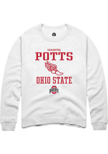 Samantha Potts  Rally Ohio State Buckeyes Mens White NIL Sport Icon Long Sleeve Crew Sweatshirt