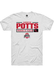 Samantha Potts  Ohio State Buckeyes White Rally NIL Stacked Box Short Sleeve T Shirt