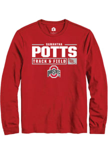 Samantha Potts  Ohio State Buckeyes Red Rally NIL Stacked Box Long Sleeve T Shirt