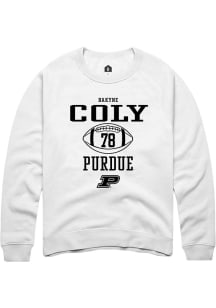Bakyne Coly  Rally Purdue Boilermakers Mens White NIL Sport Icon Long Sleeve Crew Sweatshirt