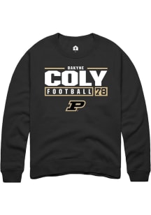 Bakyne Coly  Rally Purdue Boilermakers Mens Black NIL Stacked Box Long Sleeve Crew Sweatshirt