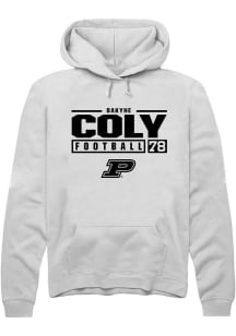 Bakyne Coly  Rally Purdue Boilermakers Mens White NIL Stacked Box Long Sleeve Hoodie