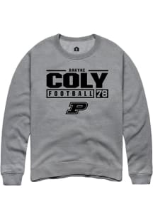 Bakyne Coly  Rally Purdue Boilermakers Mens Graphite NIL Stacked Box Long Sleeve Crew Sweatshirt