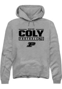 Bakyne Coly  Rally Purdue Boilermakers Mens Graphite NIL Stacked Box Long Sleeve Hoodie