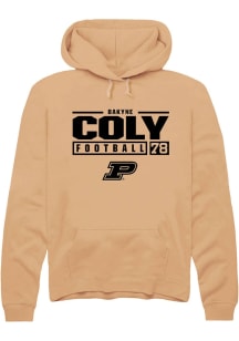 Bakyne Coly  Rally Purdue Boilermakers Mens Gold NIL Stacked Box Long Sleeve Hoodie