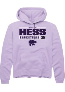 Alexis Hess  Rally K-State Wildcats Mens Lavender NIL Stacked Box Long Sleeve Hoodie