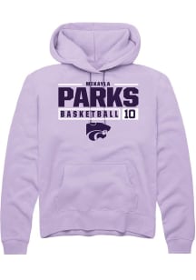 Mikayla Parks  Rally K-State Wildcats Mens Lavender NIL Stacked Box Long Sleeve Hoodie