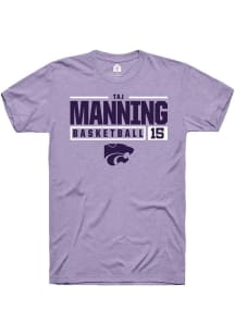 Taj Manning  K-State Wildcats Lavender Rally NIL Stacked Box Short Sleeve T Shirt