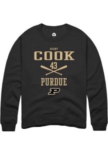 Avery Cook  Rally Purdue Boilermakers Mens Black NIL Sport Icon Long Sleeve Crew Sweatshirt