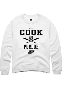Avery Cook  Rally Purdue Boilermakers Mens White NIL Sport Icon Long Sleeve Crew Sweatshirt